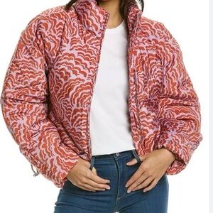 A.L.C. Vibrant Red and Pink Wave Puffer Jacket